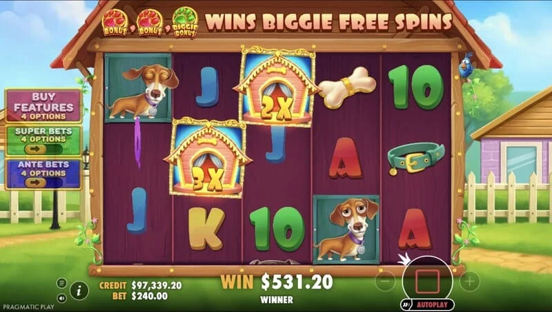 The Big Dog House - ベースゲームでの勝利